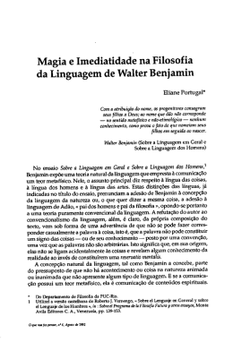 Magia e Imediatidade na Filosofia da Linguagem de Walter Benjamin