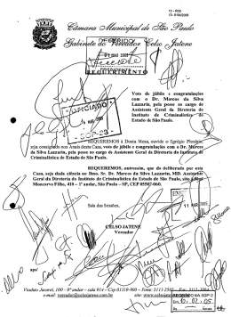 Voto de j&uacute;bilo e congratula&ccedil;&otilde;es com o Dr. Marcos da Silva Lazzarin