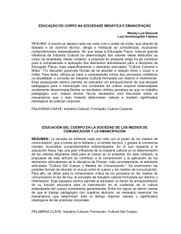 EDUCA&Ccedil;&Atilde;O DO CORPO NA SOCIEDADE MIDI&Aacute;TICA E