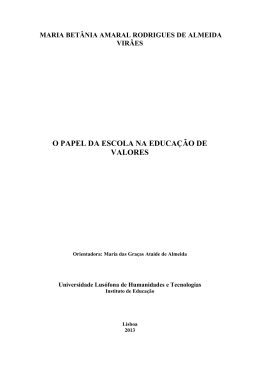 O PAPEL DA ESCOLA NA EDUCAÇÃO DE VALORES