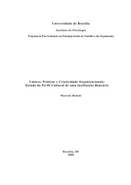 Universidade de Brasília Valores, Práticas e Criatividade