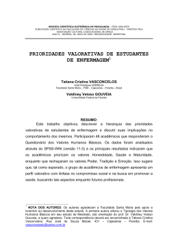 prioridades valorativas de estudantes de enfermagem