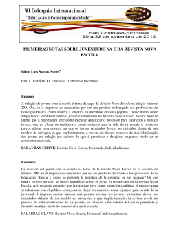 primeiras notas sobre juventude na e da revista nova escola