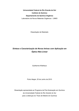 S&iacute;ntese e Caracteriza&ccedil;&atilde;o de Novas Iminas com Aplica&ccedil;&atilde;o