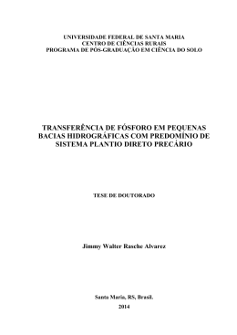 transferência de fósforo em pequenas bacias hidrográficas