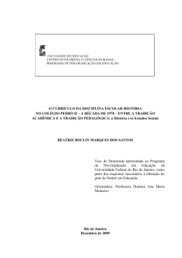 o curr&iacute;culo da disciplina escolar hist&oacute;ria no col&eacute;gio pedro ii