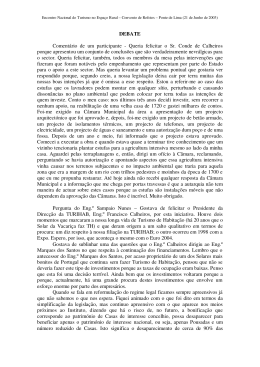 DEBATE Comentário de um participante - Queria felicitar o