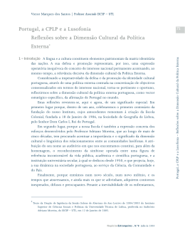 Portugal, a CPLP e a Lusofonia Reflexões sobre a Dimensão
