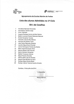 Alunos admitidos no 1&ordm; Ciclo - Agrupamento de Escolas Martim de