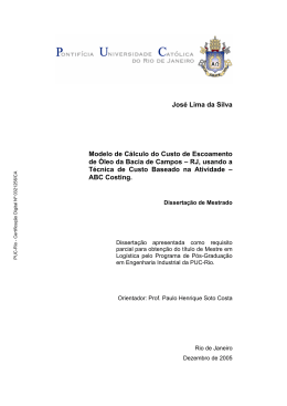 Jos&eacute; Lima da Silva Modelo de C&aacute;lculo do Custo de Escoamento de