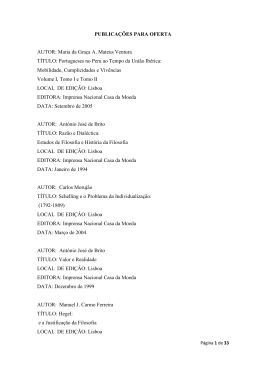 PUBLICA&Ccedil;&Otilde;ES PARA OFERTA AUTOR: Maria da Gra&ccedil;a A. Mateus