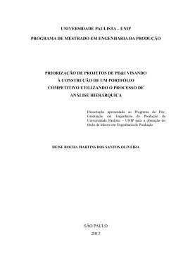 Prioriza&ccedil;&atilde;o de projetos de PD&I visando &agrave; constru&ccedil;&atilde;o de um
