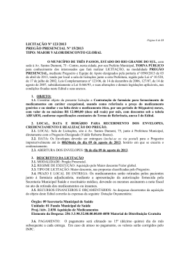 LICITAÇÃO Nº 123/2013 PREGÃO PRESENCIAL Nº 15/2013 TIPO