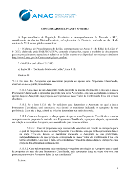 Comunicado Relevante n&deg;02/2013