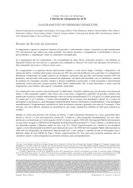 SANGRAMENTO NO PRIMEIRO TRIMESTRE Resumo da