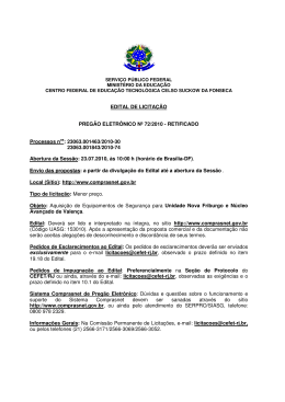 EDITAL DE LICITA&Ccedil;&Atilde;O PREG&Atilde;O ELETR&Ocirc;NICO N&ordm; 72/2010