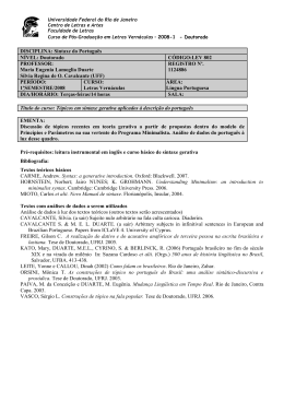 Ementas do Curso de Doutorado 2008/1 - Faculdade de Letras