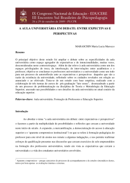 a aula universitária em debate: entre expectivas e