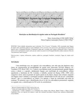 Restri&ccedil;&otilde;es na distribui&ccedil;&atilde;o de sujeitos nulos no Portugu&ecirc;s
