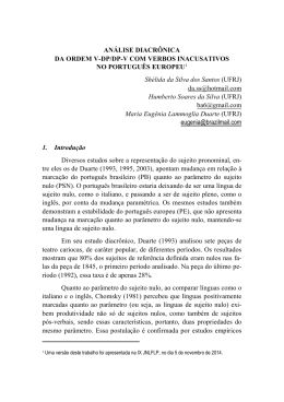 an&aacute;lise diacr&ocirc;nica da ordem v-dp/dp
