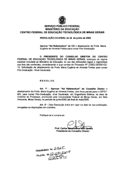 Aprova, ad-referendum, do CD, o afastamento - CEFET