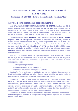 ESTATUTO CASA BENEFICENTE LAR MARIA DE NAZAR&Eacute; LAR