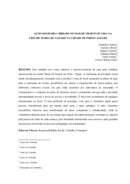 A&Ccedil;&Atilde;O SOLID&Aacute;RIA &ldquo;BRILHO NO OLHAR&rdquo; DESENVOLVIDA