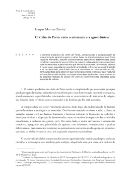 Gaspar Martins Pereira** O Vinho do Porto: entre o artesanato e a