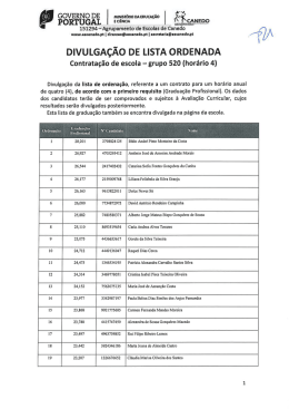 DIvuLGAçÃo DE LISTA oRDENADA - Agrupamento de Escolas de