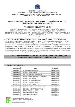 Inscri&ccedil;&otilde;es Homologadas &ndash; Curso T&eacute;cnico em
