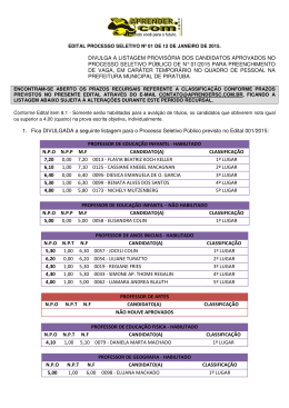 divulga a listagem provis&oacute;ria dos candidatos