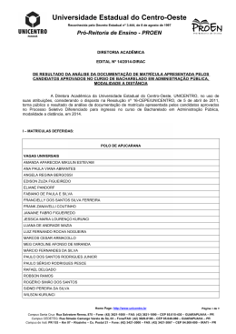 Edital N&ordm; 14/2014-DIRAC - Universidade Estadual do Centro