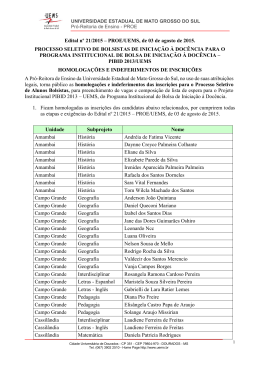 Edital n&ordm; 21/2015 &ndash; PROE/UEMS, de 03 de agosto de 2015