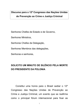 Discurso do Excelentíssimo Ministro da Justiça, Luiz Paulo Barreto