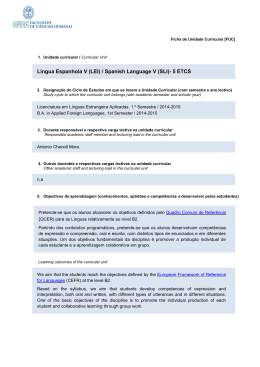 Língua Espanhola V (LEI) / Spanish Language V (SLI)