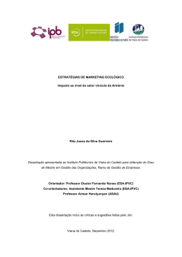 ESTRAT&Eacute;GIAS DE MARKETING ECOL&Oacute;GICO Impacto ao n&iacute;vel do