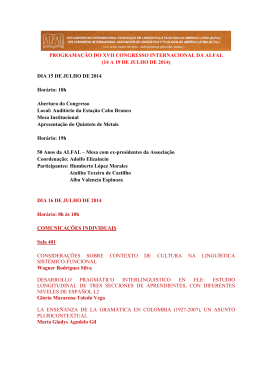 Programa&ccedil;&atilde;o - Asociaci&oacute;n de Lingu&iacute;stica y Filolog&iacute;a de Am&eacute;rica
