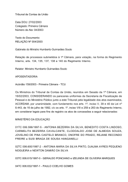 27/02/2003 Colegiado: Primeira C&acirc;mara N&uacute;mero da Ata: 04/2003