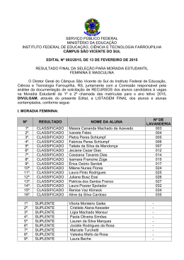 Resultado final da sele&ccedil;&atilde;o para Moradia Estudantil
