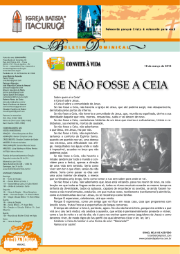 SE N&Atilde;O FOSSE A CEIA - Igreja Batista Itacuru&ccedil;&aacute;