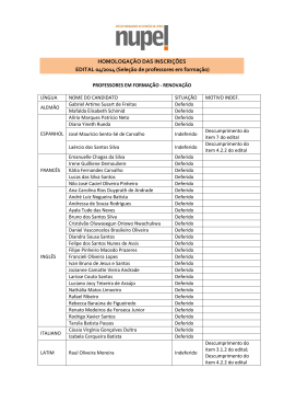 HOMOLOGA&Ccedil;&Atilde;O DAS INSCRI&Ccedil;&Otilde;ES EDITAL 04/2014 (Sele&ccedil;&atilde;o de