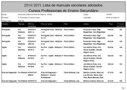 2014/2015 Lista de manuais escolares adotados Cursos