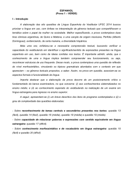 ESPANHOL (Prova 1 – VERDE) I – Introdução A