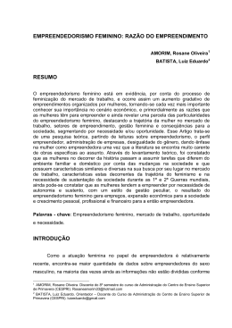 EMPREENDEDORISMO FEMININO: RAZ&Atilde;O DO