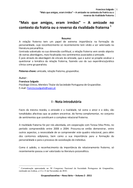 &ldquo;Mais que amigos, eram irm&atilde;os&rdquo; &ndash; A amizade no contexto da fratria