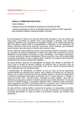 1 PRA&Ccedil;A: A FORMA MAIS QUE DIF&Iacute;CIL Vladimir Bartalini