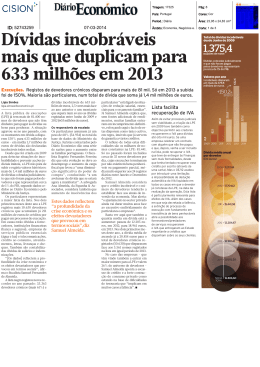 D&iacute;vidas incobr&aacute;veis mais que duplicam para 633 milh&otilde;es em 2013