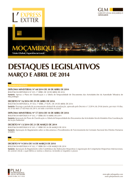 Destaques Legislativos Março e Abril de 2014