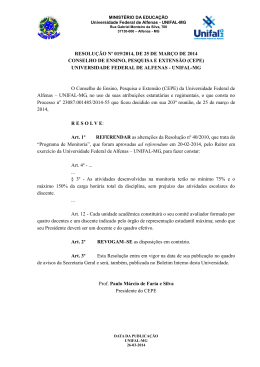 RESOLUÇÃO Nº 019/2014, DE 25 DE MARÇO DE 2014 - Unifal-MG