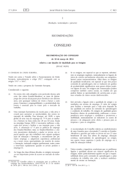 Recomenda&ccedil;&atilde;o do Conselho, de 10 de mar&ccedil;o de 2014, relativa a